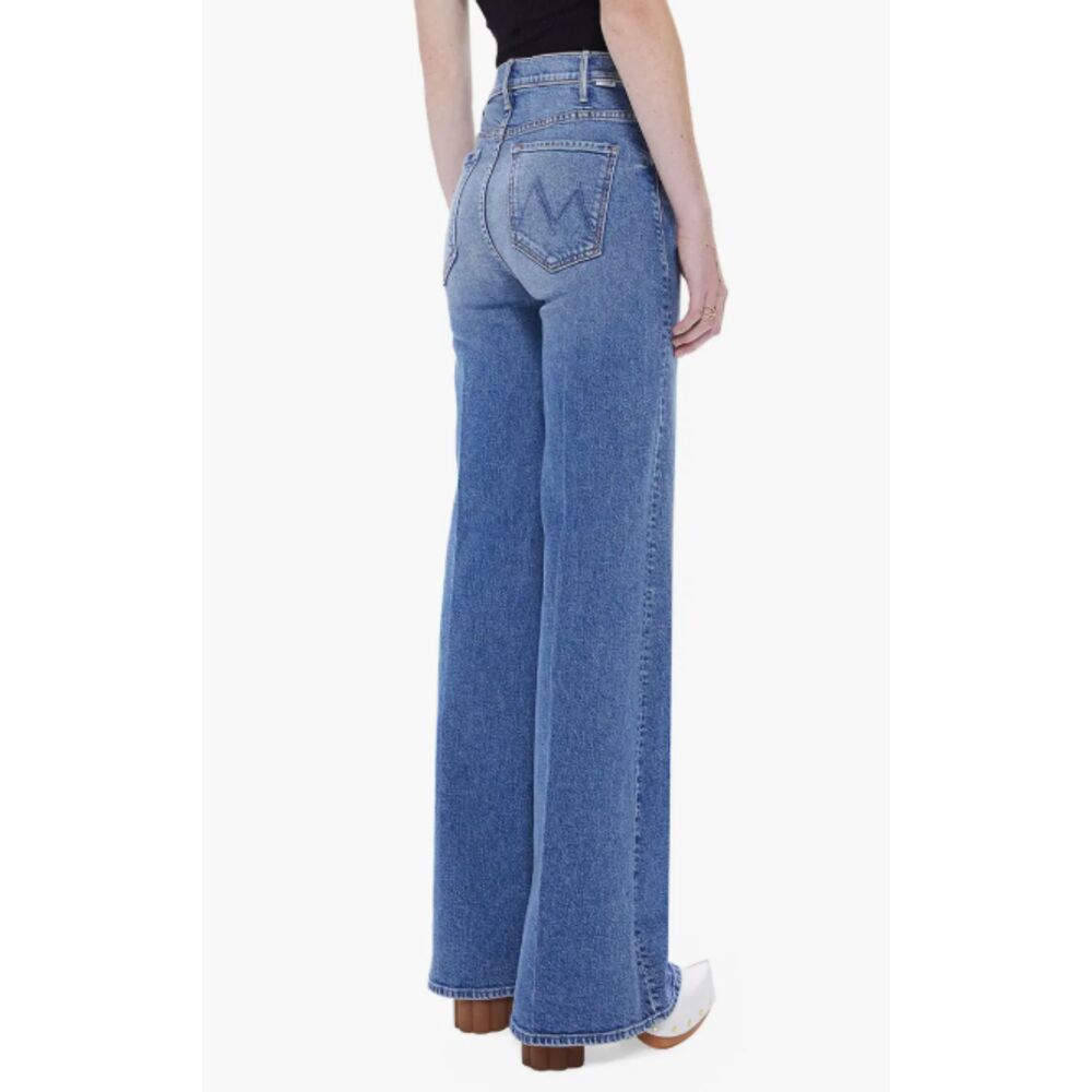 MOTHER  The Hustler Roller Heel High Waist Flare Jeans Tropic Like It's Hot 34 - Picture 2 of 10